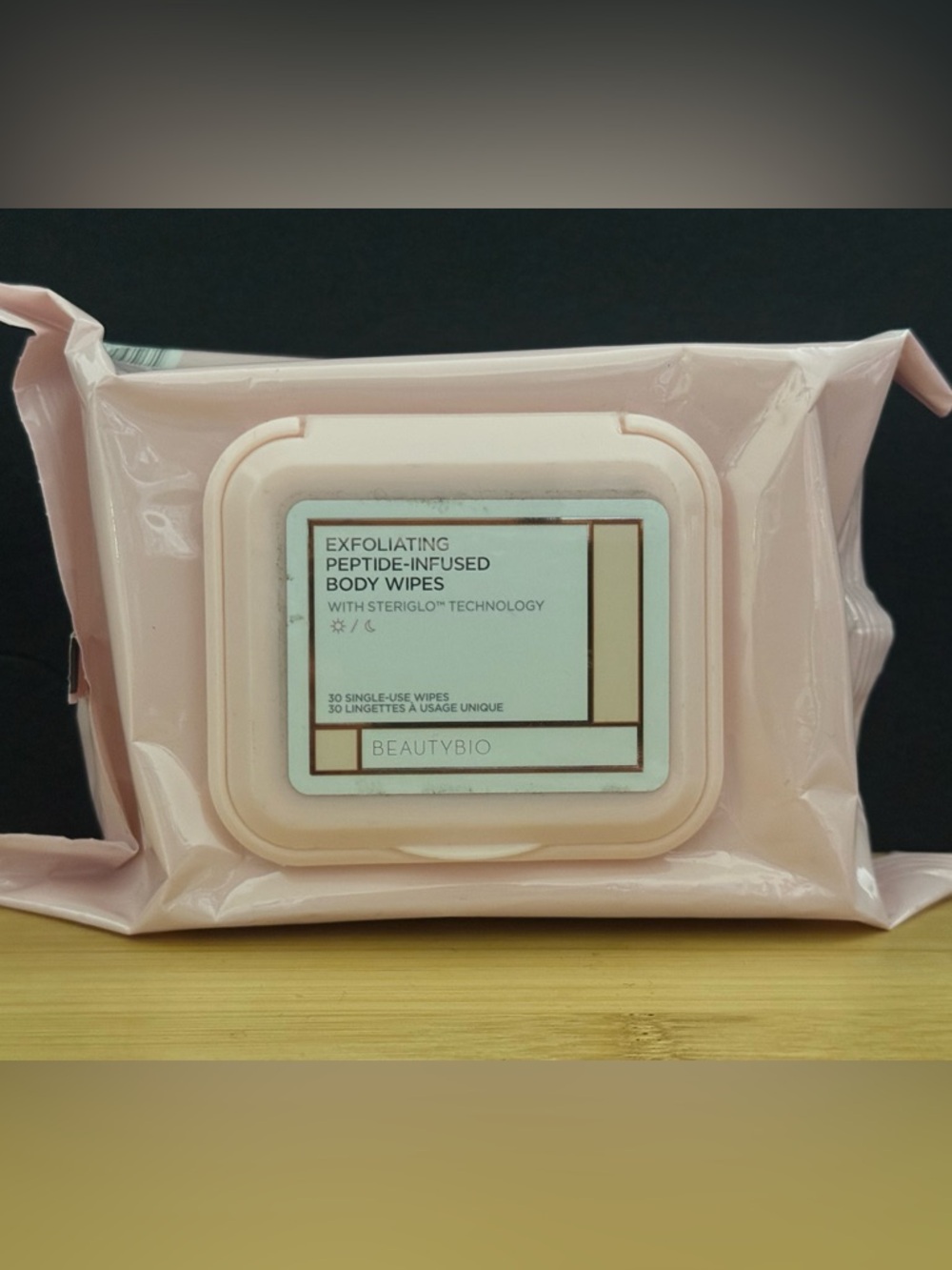 BeautyBio Exfoliating Peptide-Infused Body Wipes — Pink